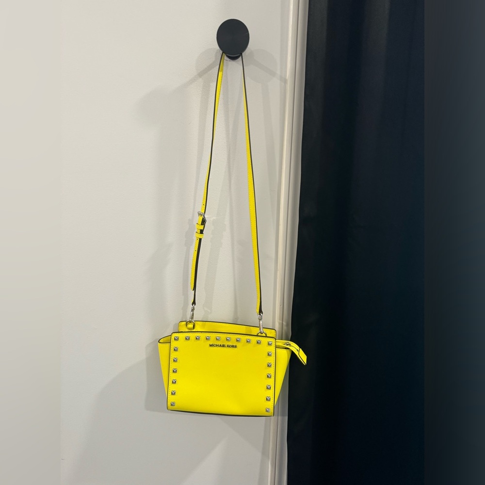 Michael Kors yellow leather studded crossbody